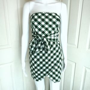 Strapless Green Plaid Dress